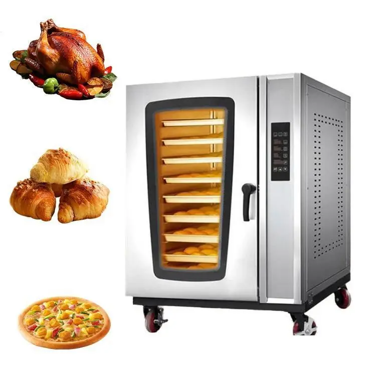 Stainless Steel Automatic 8 trays Hot-air Convection Oven kitchen Electric Bread Baking Oven