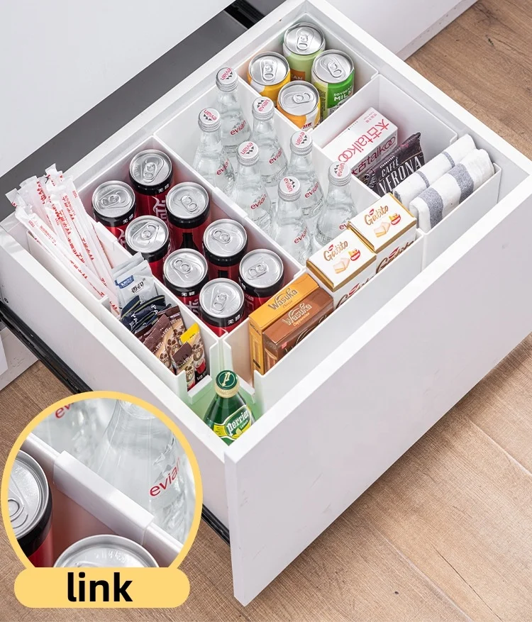 LiteX New Wholesale Organizer Kitchen Cabinet Right Angle Drawer Divider Basket Desktop Storage Lattice Organizer