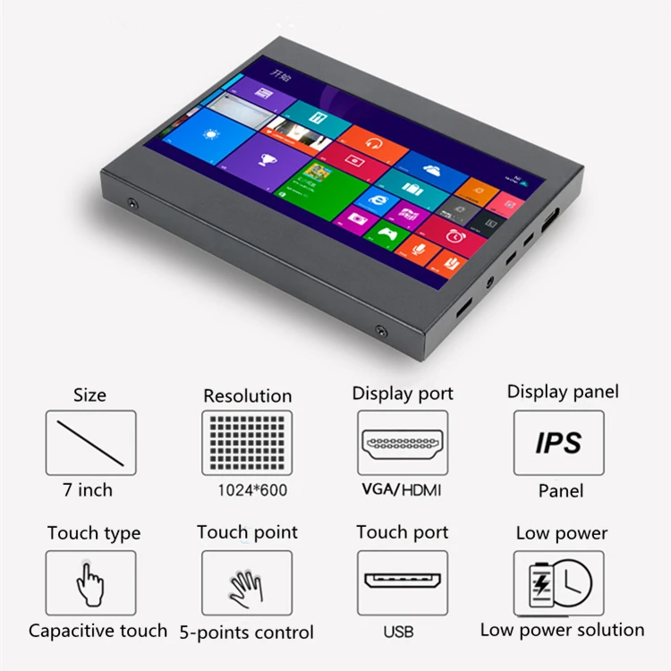 Best Quality 7 inch ips panel  touch display hd-mi usb vga lcd monitor for raspberry pi 4 4b A+ B+ Zero
