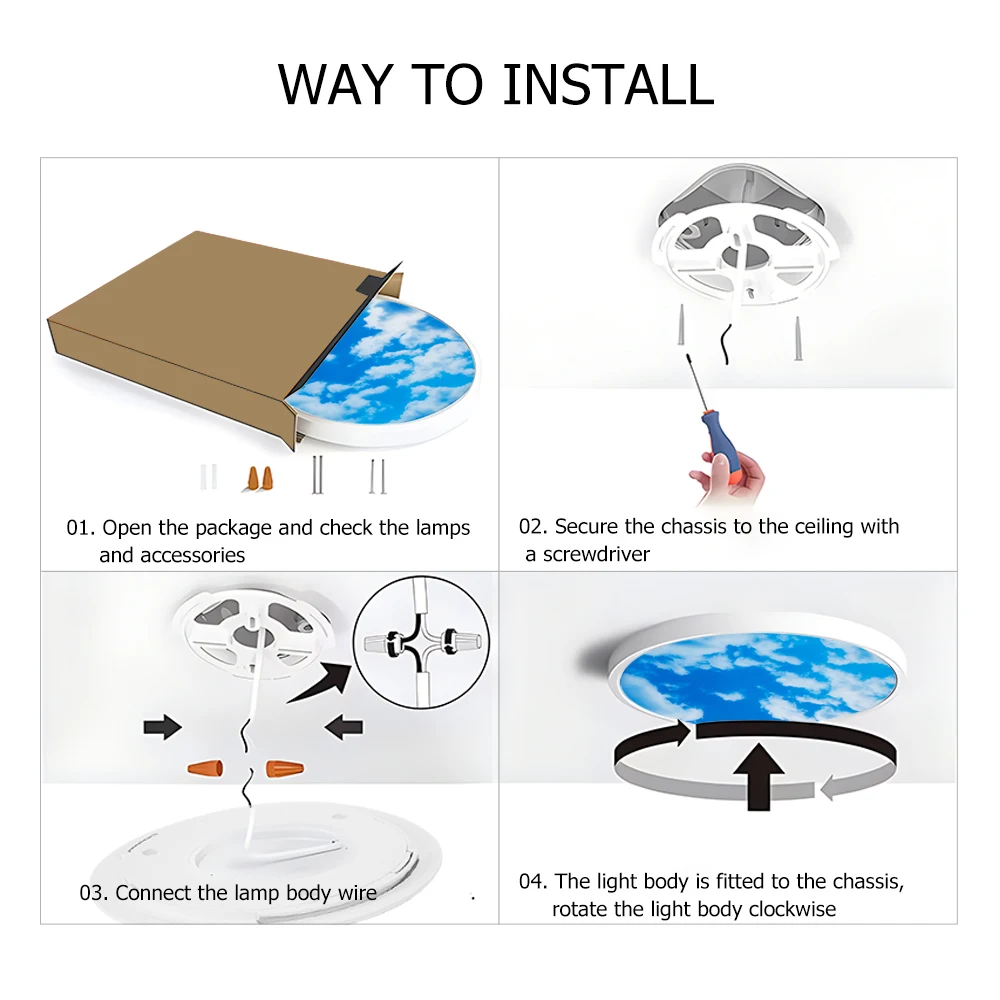 Three-color Non-polar Dimming Blue Sky White Cloud Design Colorful Lights Slim Led Ceiling Panel Lamps for Home Use