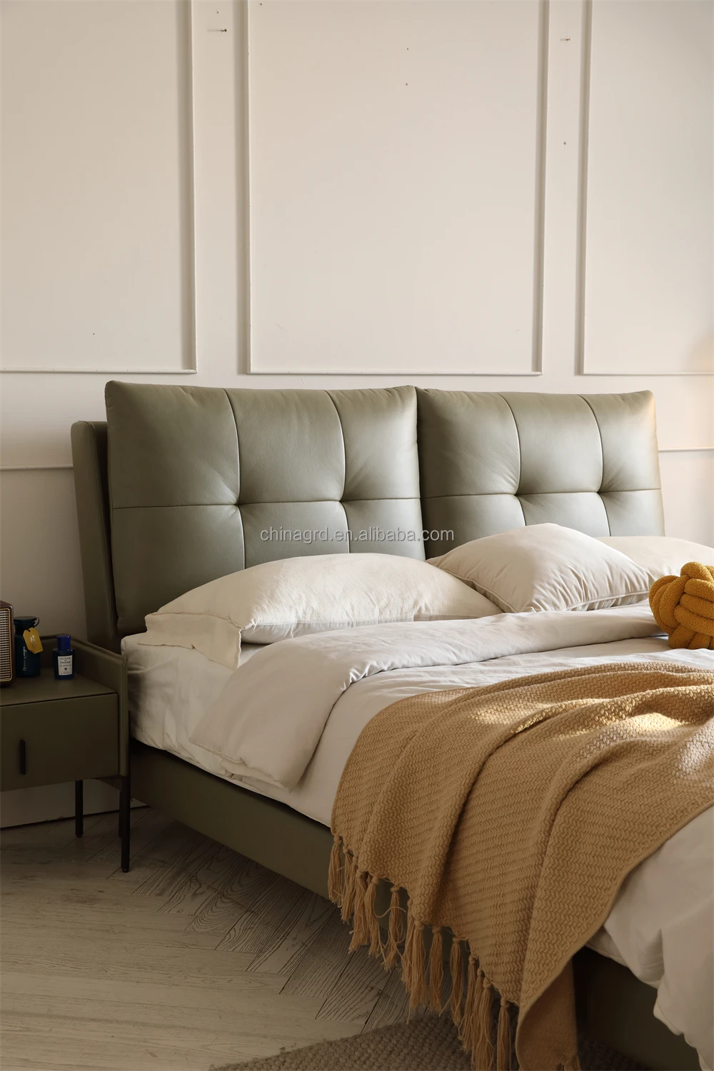 china latest design bed leather platform upholstered smart furniture bedding full bedrooms set for room