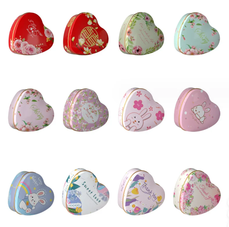 Heart shape tinplate candy tin case packaging sweet boxes Custom tin can sweets Metal Box jewelry boxes for gift