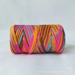 Ins section dyed color t-shirt yarn crochet hand bag material DIY crochet carpet cushion storage basket fancy knitting yarn