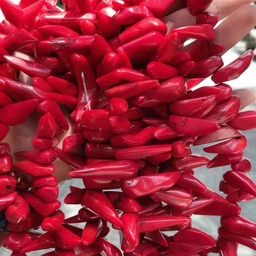 Натуральные коралловые бусины красный коралл неправильной формы в форме перца с отверстием для изготовления ювелирных изделий «сделай сам»
