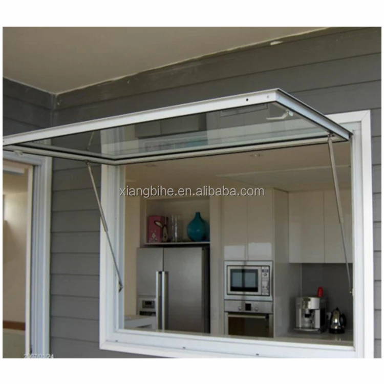 XBH Black Steel Flip Out Window - Transforms Your Kitchen W/one Flip Minimalist Powder Coating Folding Hanging Aluminum Alloy