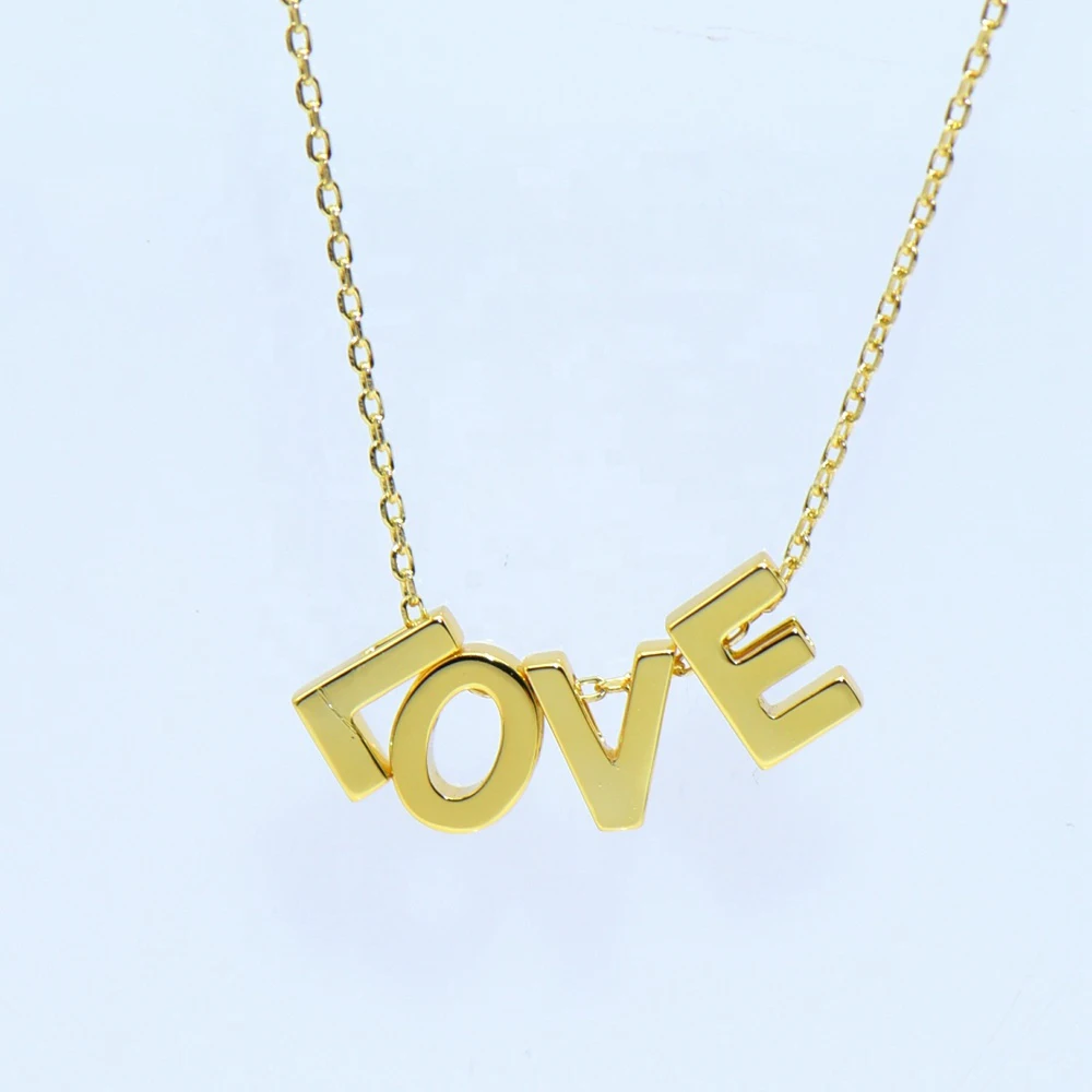 Women Tiny Personalized Love Initial 925 Sterling Silver Jewelry 18k Gold Plated Blank Dainty Minimalist Small Heart Necklace
