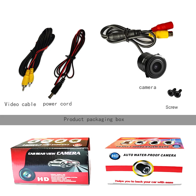 Universal waterproof IP68 12V voltage 170 degrees rear view car camera 18.5 punched plastic night vision car camera