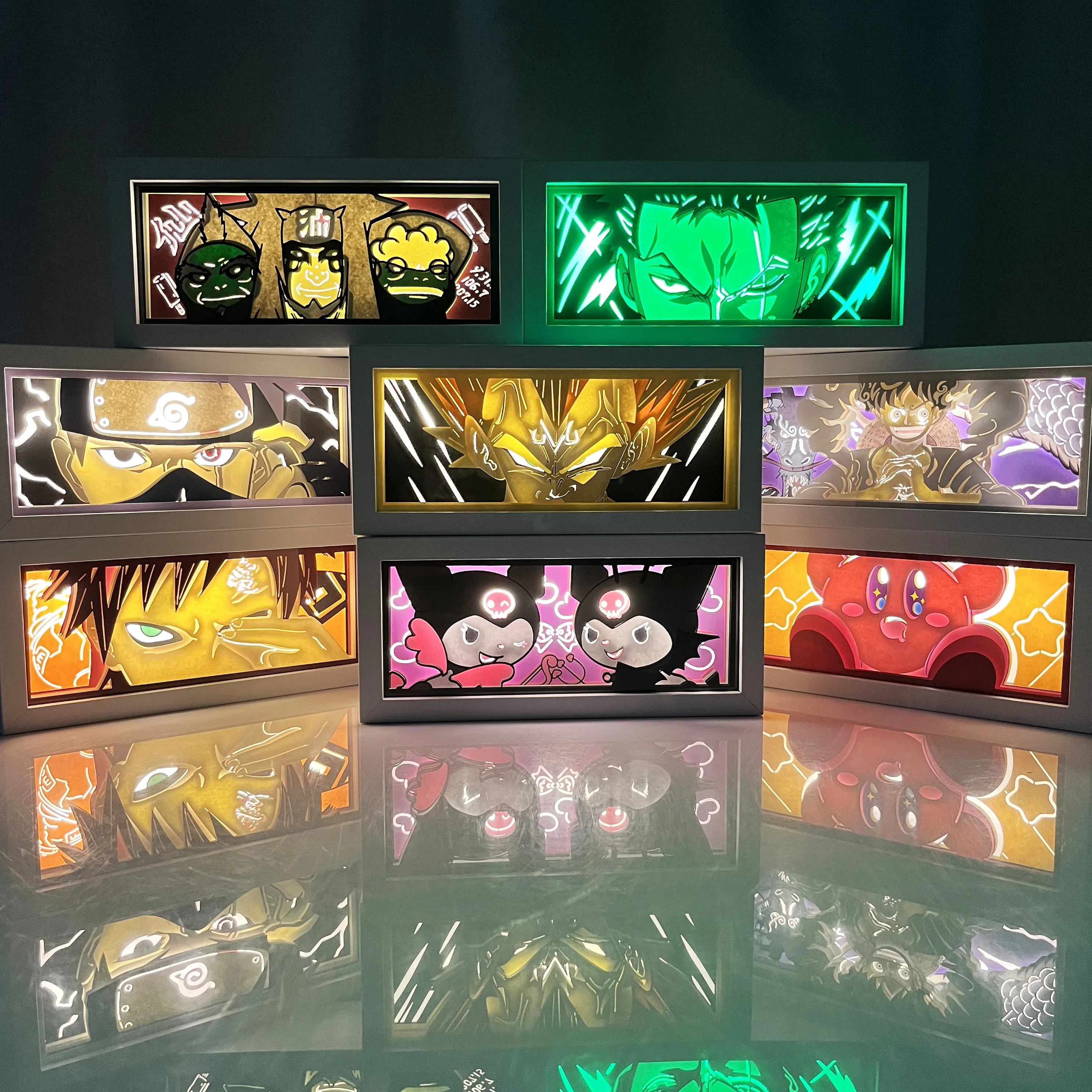 Custom USB Anime Led Light Up Painting Frame Table Lamp 3d Wood Tengen Paper Cut Box Shadow