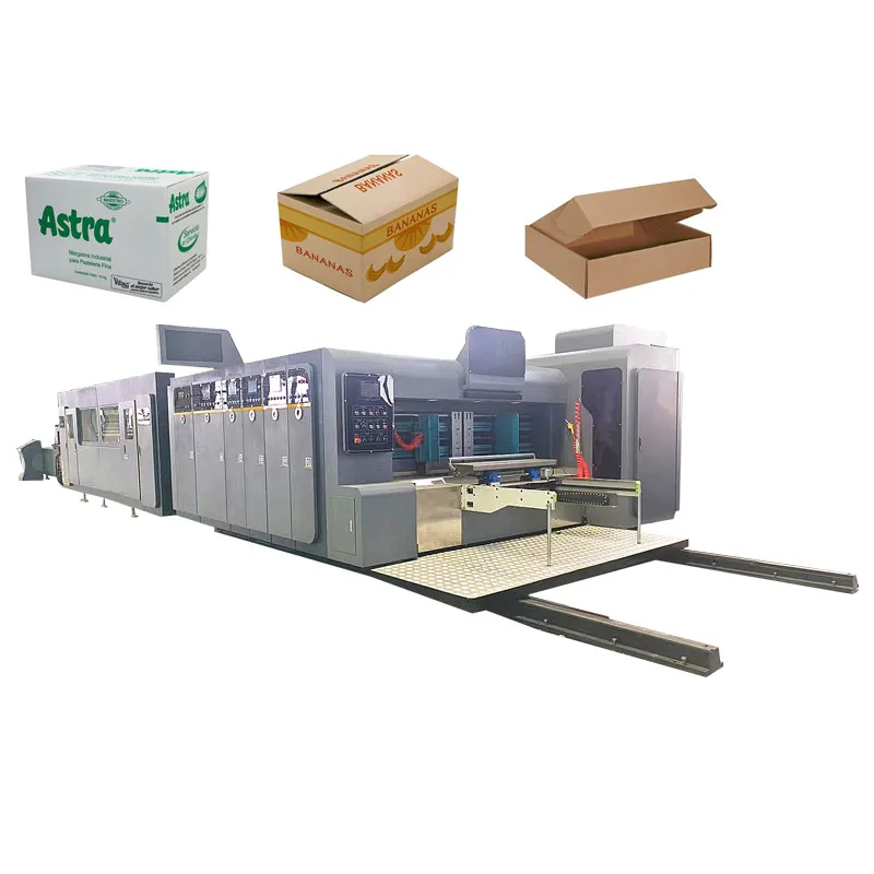 Box Automatic Flexo Printing slotting Die Cutting folder gluer inline Corrugated Carton Machine case maker