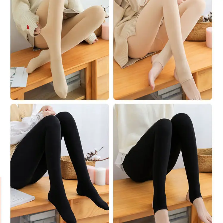Manufacture Women Skin Leggings Plus Velvet Thickened Outer Wear Pantyhose Winter Large Size Thin Socks Keep Warm Tights
