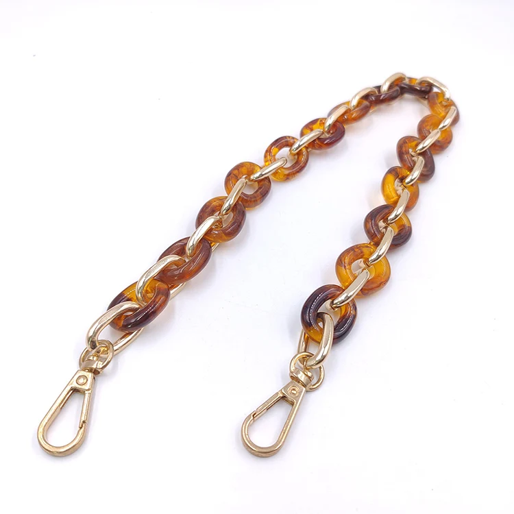 CH2412 Plastic Acrylic Special Buckles Link Chain Acryl Resin Purse Chains Wholesale Tortoise Acrylic Chunky Chain