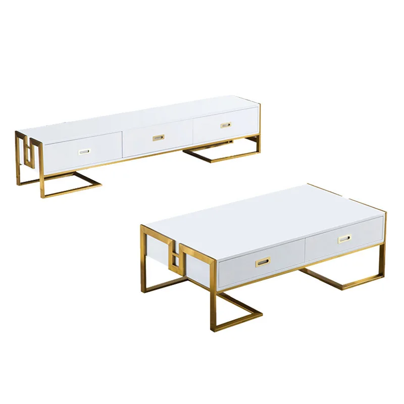 Легкий роскошный Платиновый журнальный столик из нержавеющей стали для телевизора