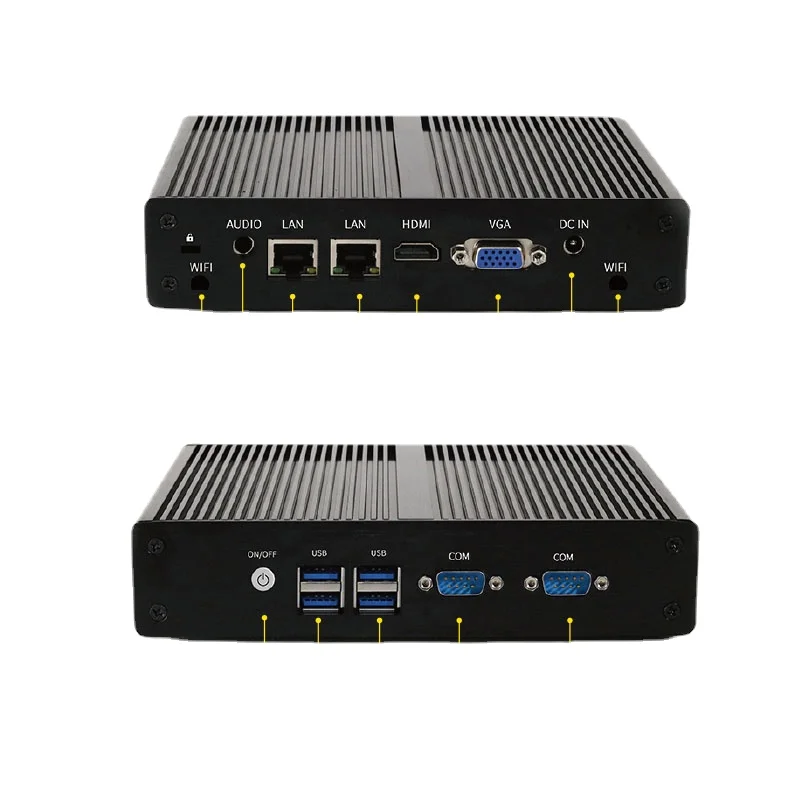 PC Small Tower computer micro pc thin client X86 low power 12V 2 display port dual dual lan Fanless Mini PC Intel Core i3 i5 i7