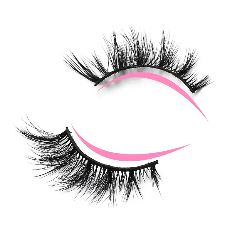 Wholesale 3D Wispy Faux Mink Silk Strip Eyelashes black cotton Band Natural Half False Lash For Makeup Natural Soft Lashes
