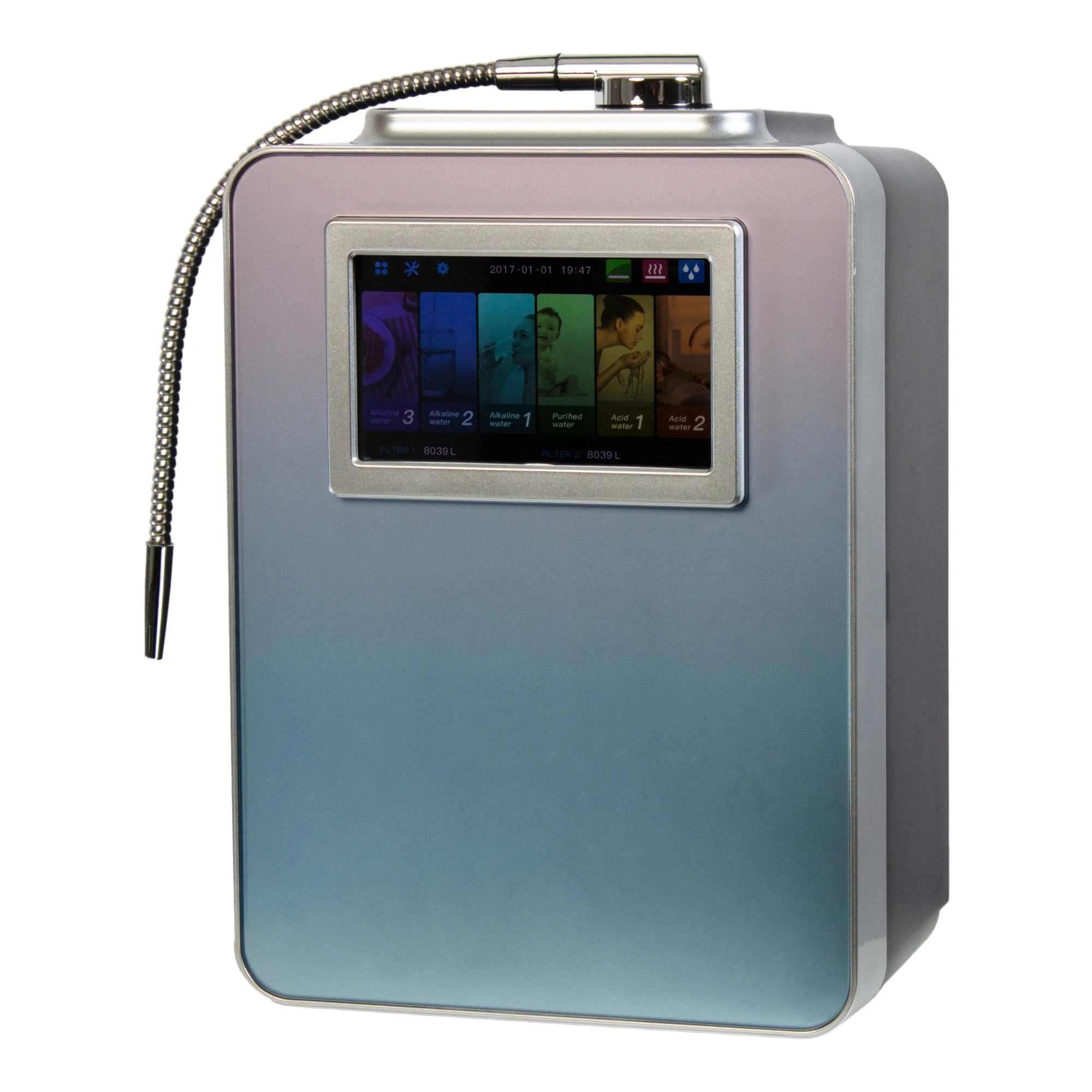Home Water Ionizer Hydrogen Machine with pH Levels 2.8 to 11.2 ORP Level +500mv to -800mv Hydrogen Concentration 300-1500ppb