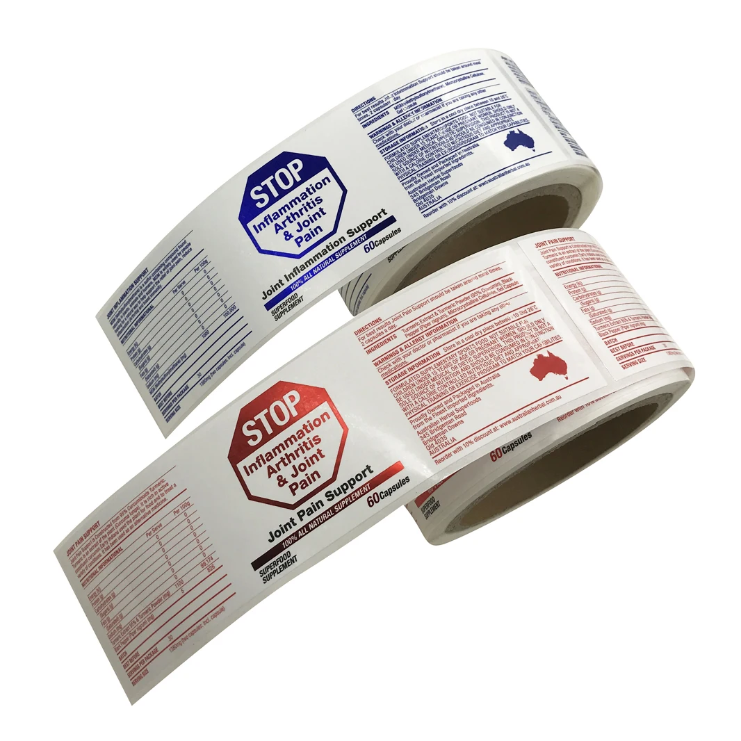 Self-adhesive Matte Red Gold Foil Stamping Long Size Roll Packaging Health Care Products Labels