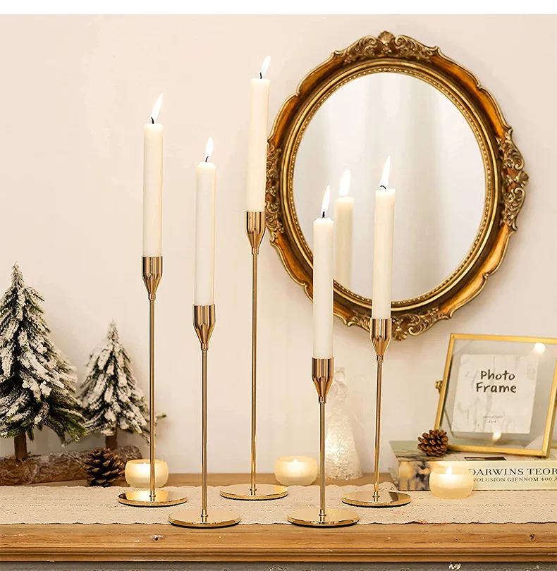 lot modern silver taper and tealight centre piece metal tea light rose gold votive low light up candle holders silver set round