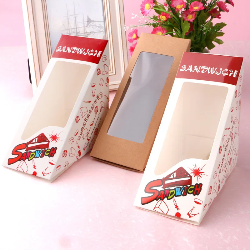 emballage triangle kraft pollution-free food grade triangle packaging raft paper box for sandwich