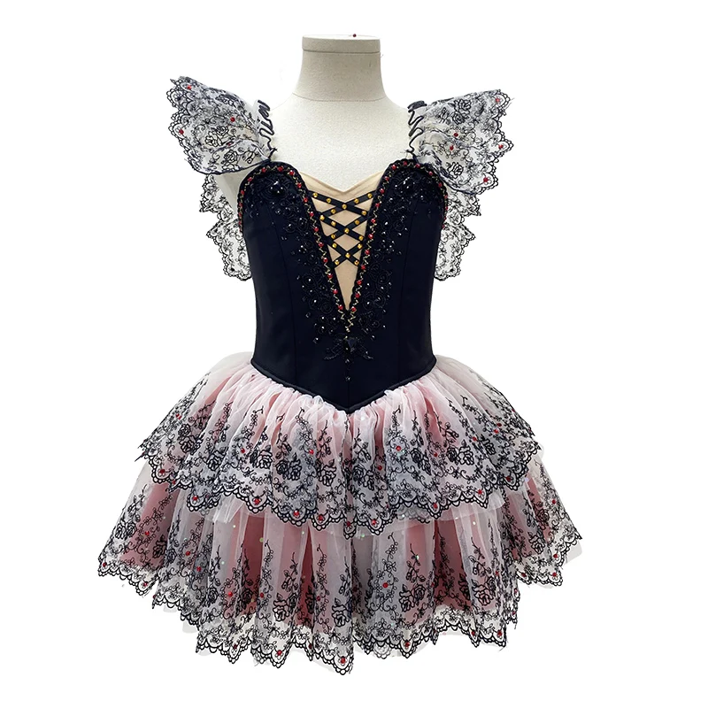 R0547 Customized Service Adults Children Black Romantic  Stege Performance Dancewear  Professional Ballet Tutu Dress