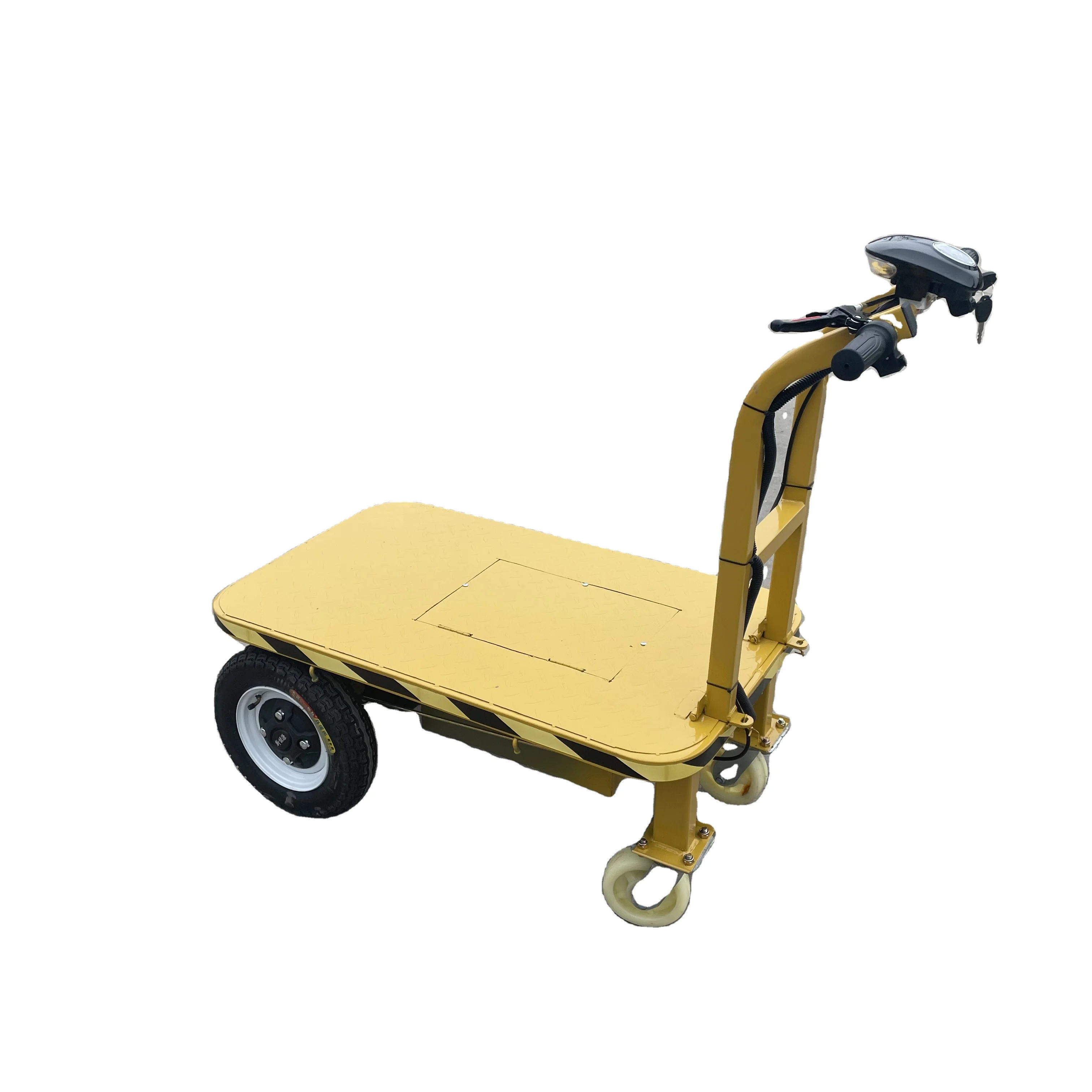 Custom foldable electric trolleys are used to carry heavy objects such as tiles in factory and warehouse buildings