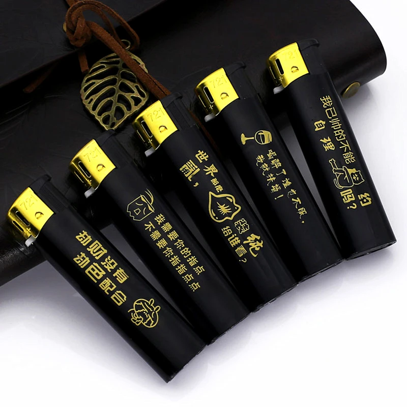 Custom logo frost rubber painting black golden style E721 slim electronic disposable mini pocket electronic flame lighter
