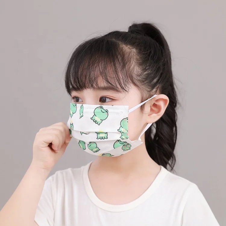 Fast delivery medical bacteria-proof disposable soft lovely frog pattern kids face mask