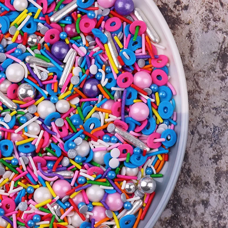 3KG Bag Package Blue Donuts Confetti For Party Cake Black Style Decoration Silver Rods Confetti Sprinkles