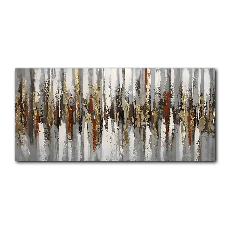 Hot Sales Abstract Golden Handmade Oil Painting Wall Art Framed Painting Ready To Hang For Home Hotel Decor