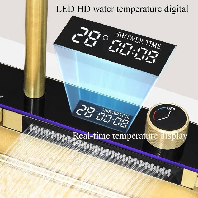 New Trend Golden Nano SUS 304 Automatic Cup Washer 4 Piano Digital Display Waterfall Faucet Kitchen Sinks