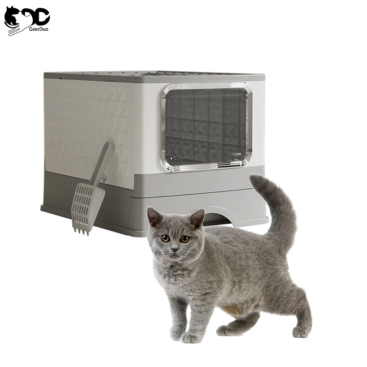 Geerduo Wholesale Large Collapsible Foldable Portable Pet Cat Toilet Litter Box For Cats with Scoop