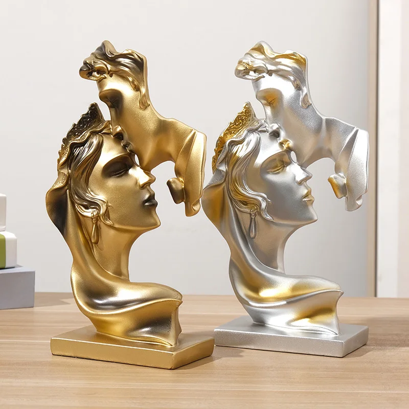 Home decoration European style creative kiss lovers figure resin crafts decoration home living room decoration gift arrangement