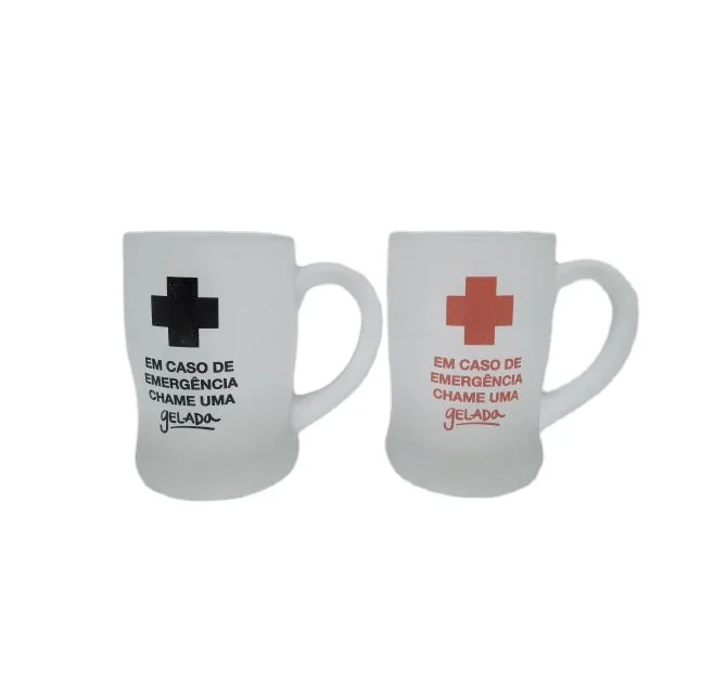 Classic 13oz high quality frosted beer glass mugs with handle beer steins and soft drinks glass cup