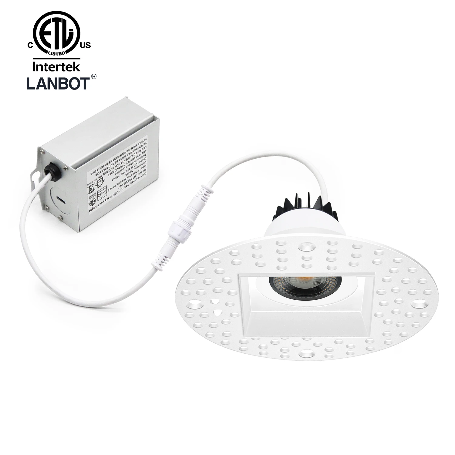 ETL High-End 3 Inch Trimless Plaster Downlight, 347v, IC Rated, Airtight Recessed With Junction Box for USA and Canada Market