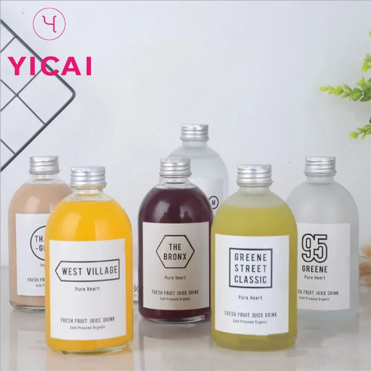 Customized Logo 270ml 350ml Coffee Fruit And Vegetable Juice And Milk Tea Beverage Glass Empty Bottles