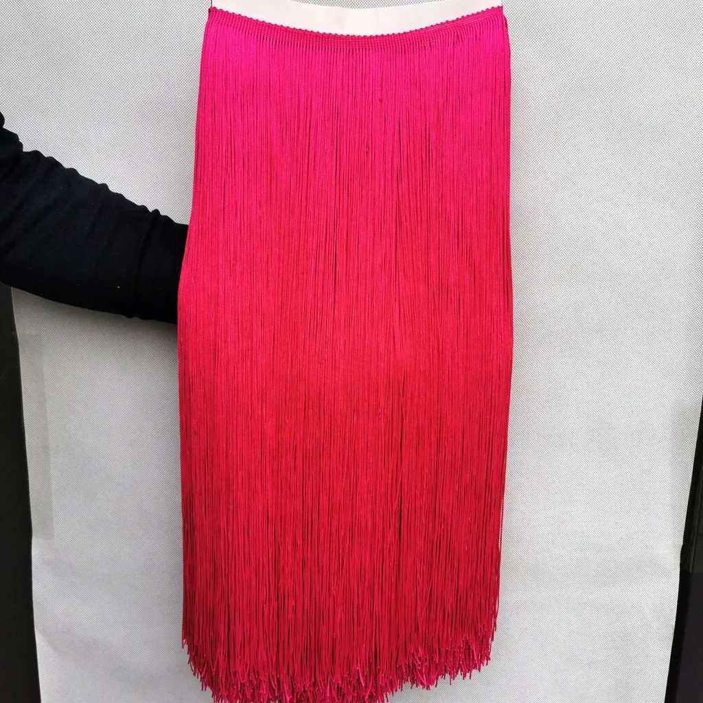 Wholesale 50CM 20Inch Long Silky Polyester Fabric Fringe Tassel Trim for Fashion Dress