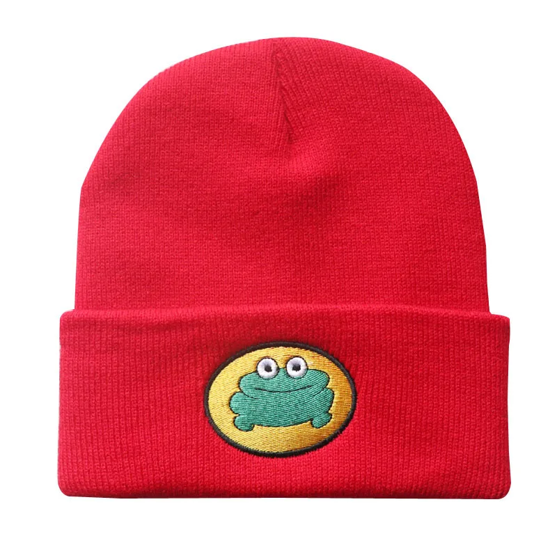 Custom Cartoon Frog Beanie Hat Unisex Custom Logo Embroidered Cheap Acrylic Knitted Beanie Hat