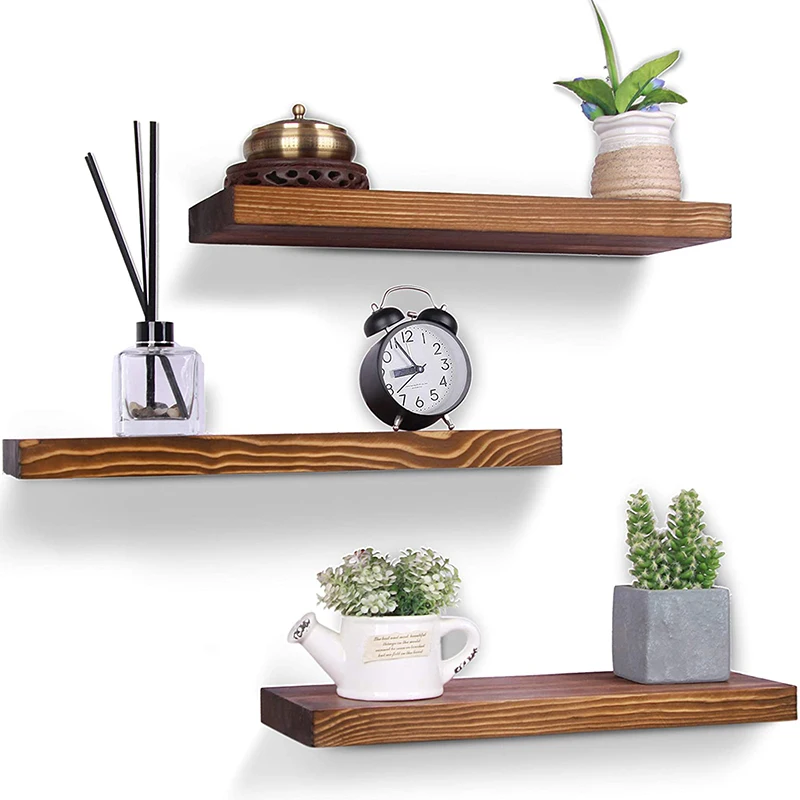 Wood Floating Shelves Farmhouse Wooden Wall Shelves for Bathroom Bedroom Living Room Kitchen