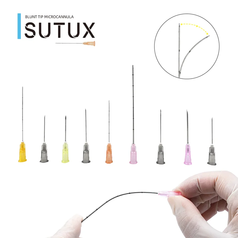Sutux Disposable Stainless Steel 18g 21g 22g 23G 25g 27g Types of Cannula and Sizes