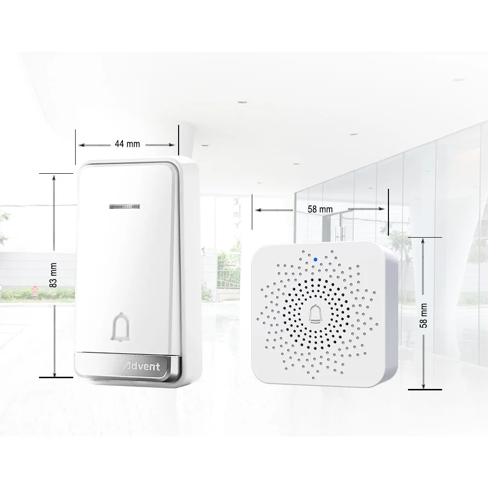 Wireless USB Doorbell with kinetic battery free bell push button no need battery power by USB DC 5V 1A with LED indicator