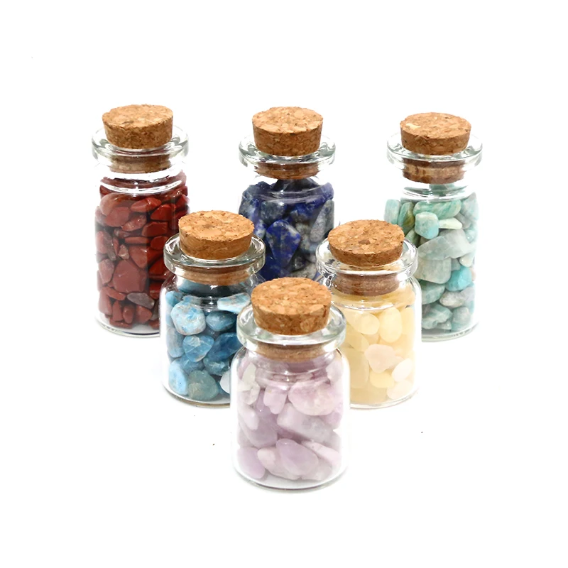 Wholesale Energy Healing Gemstone Crystal Gravel Glass Wishing Bottles for Home Decoration or Gifts