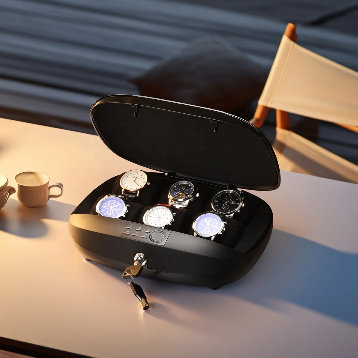 Christmas Gift 6 Slots Luxury Watches NEW Arrival Wholesale Travel Gift Carrying Watch Organizer Box Fingerprint case