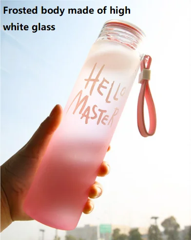 Hot Sell colorful letter glass water bottle with cloth cover frosted portable bottle glass