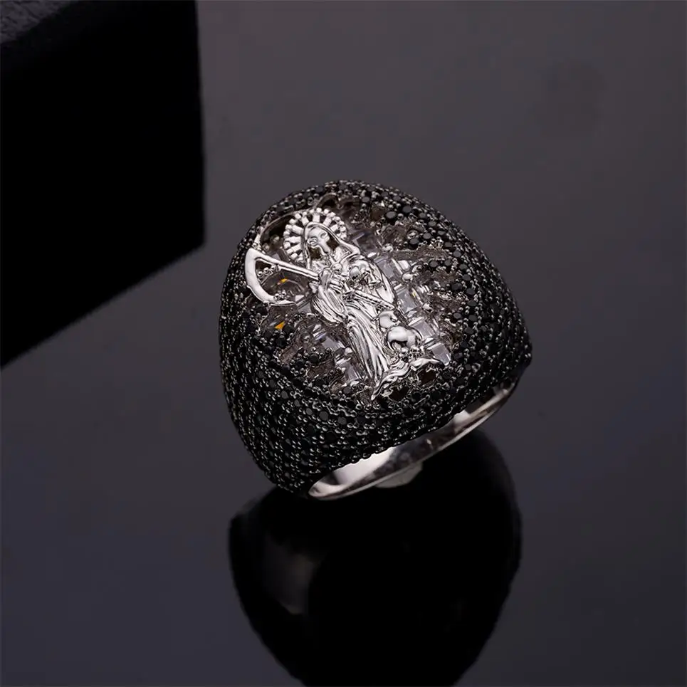 Luxury Jewelry Bling 925 Sterling Silver Halo Cz Stones Antique Yellow Gold Metal Plated Round Authentic Hip Hop Rings