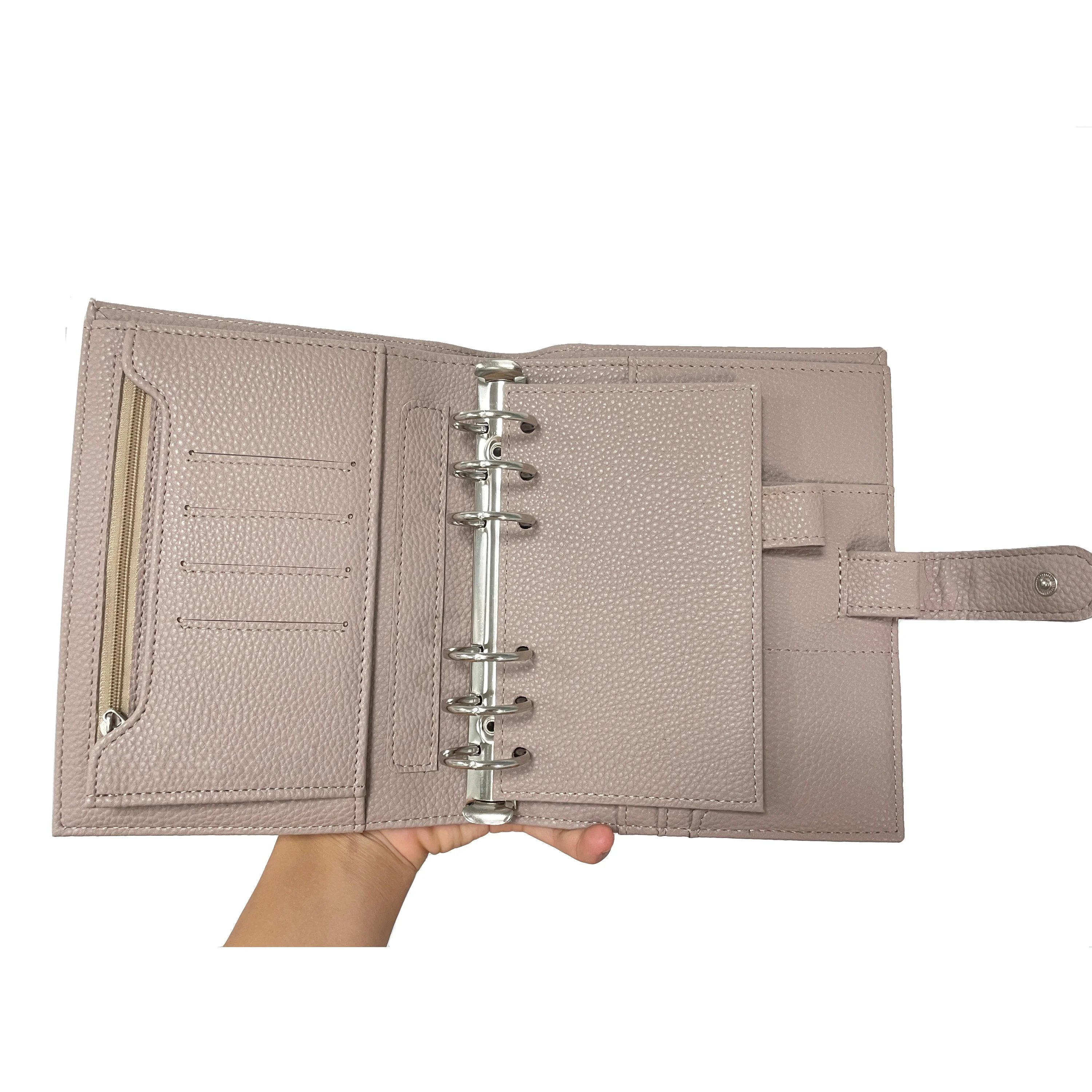 Leather Planner Manufacturing A5 Vegan Leather 6 Ring Planner Cover Luxury Agenda Custom Binder Planner German