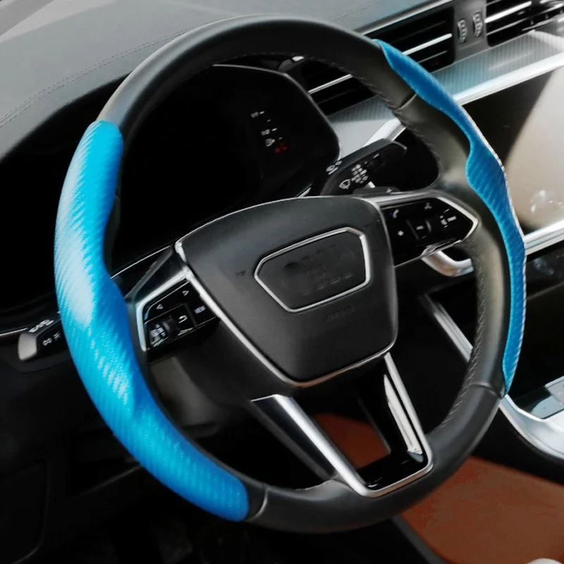 Роскошный Универсальный чехол на руль из углеродного волокна Кожаная замшевая отделка противоскользящая автомобильная ручка аксессуары для интерьера оптом