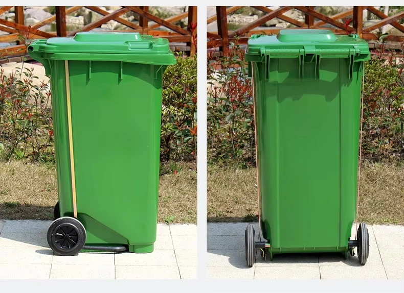 Factory 100L 120L 240L customized plastic step on waste container recycle waste bin with wheels