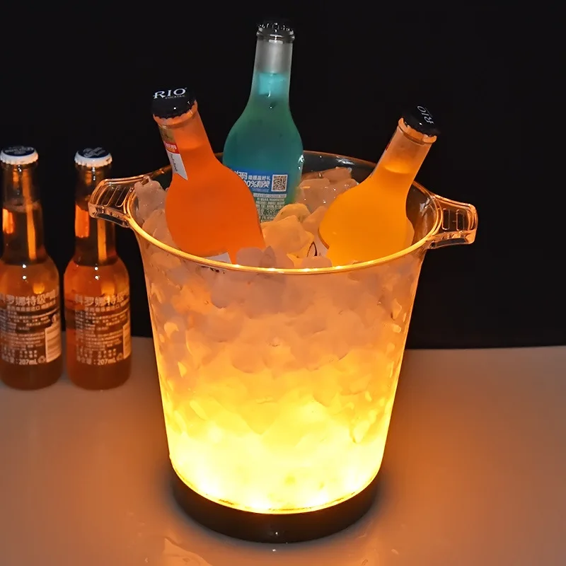 2024 Hot Selling Acrylic Plastic Ice Bucket Bar Restaurant Outdoor Creative Binaural Round Beer Champagne Bucket