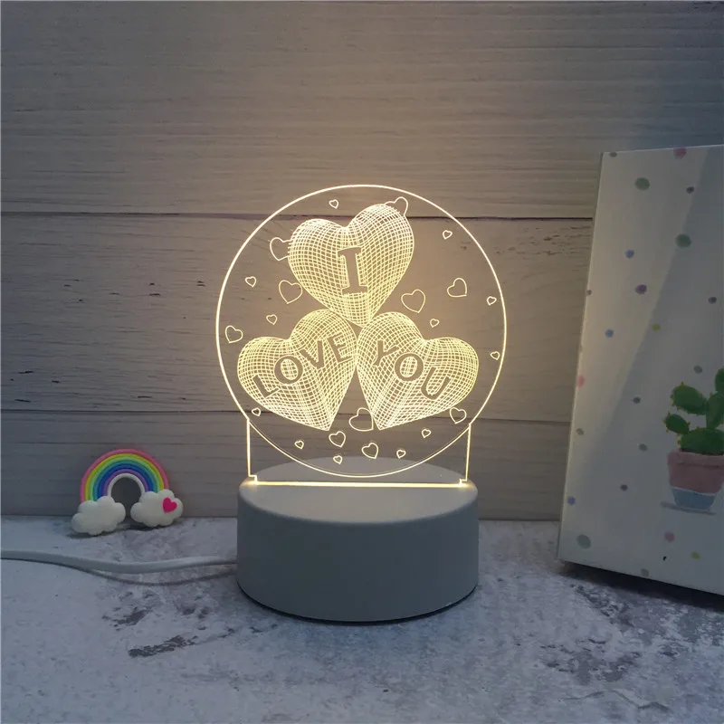 Home Decor Acrylic Unicorn illusion Night Lamp Warm White 3D Creative Baby Gift Nightlight Children 3D LED Night Light For Kids