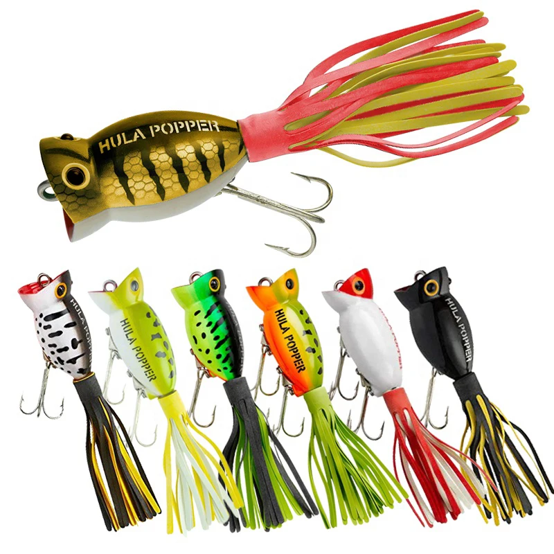 Рыболовная Приманка Topwater Popper 11 г 50 мм приманка лягушка с красочными хвостами плавающий Поппер искусственная воблер рыбалка
