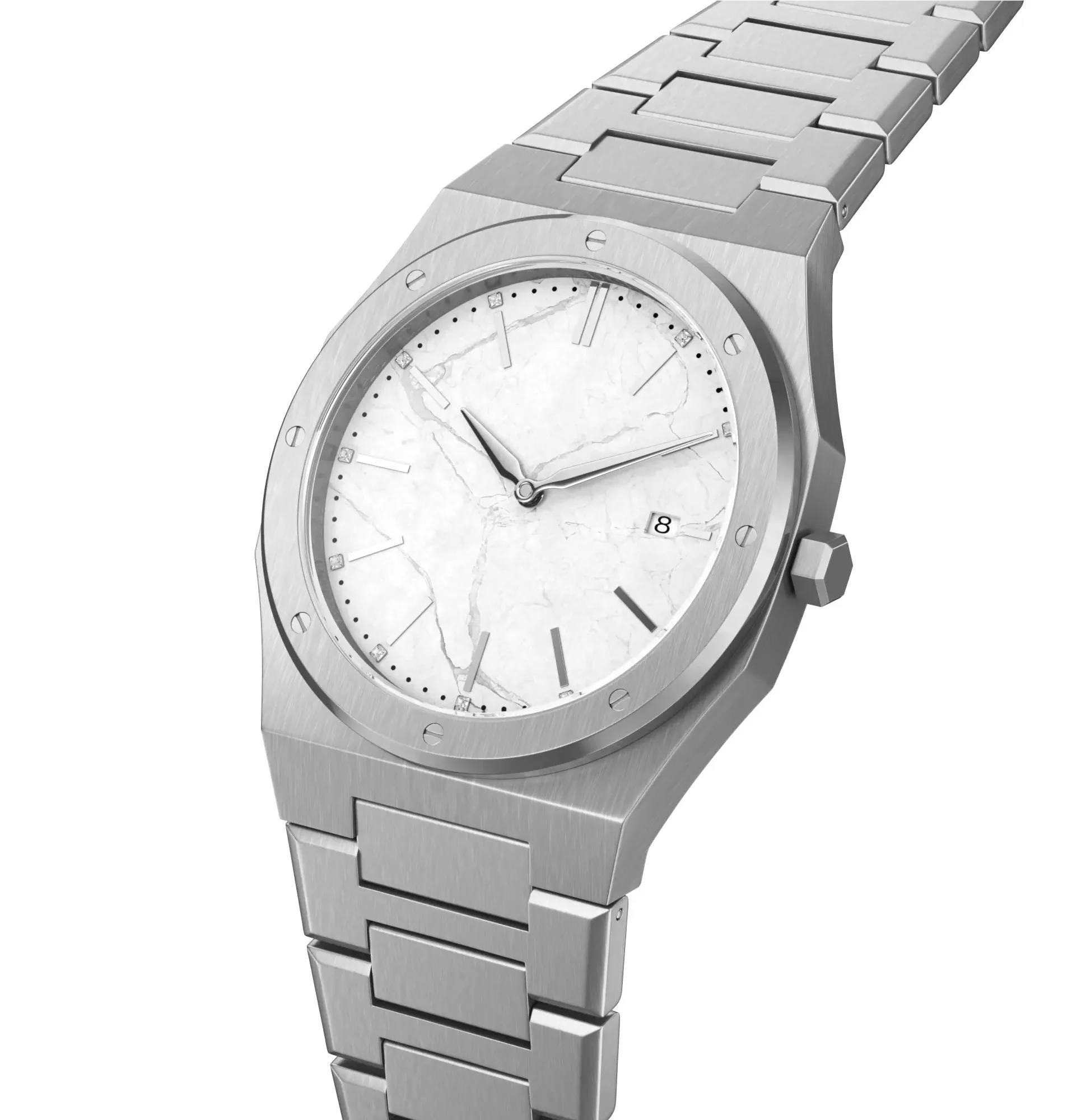 Casual Personality Leather Strap Quartz Ultra Thin Case Calendar Trendy Vintage Ladies Watch Stand Marble Womens Wristwatch